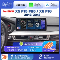 New Android 14 Wireless CarPlay Screen For BMW X5 F15 X6 F16 F85 2013-2018 Car Multiemdia Player GPS Stereo 4G WiFi Head Unit
