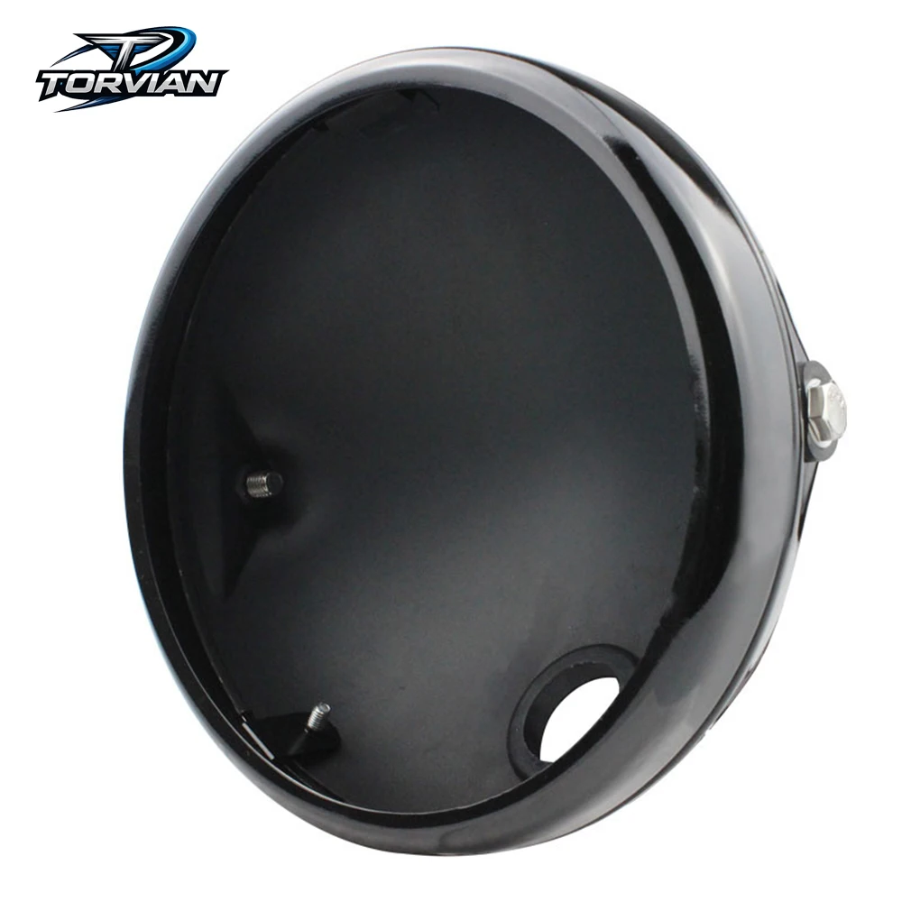 Torvian 7 Inch Headlight Housing Shell Motorcycle Metal Bracket Universal Retro Front Lamp Cover Modified