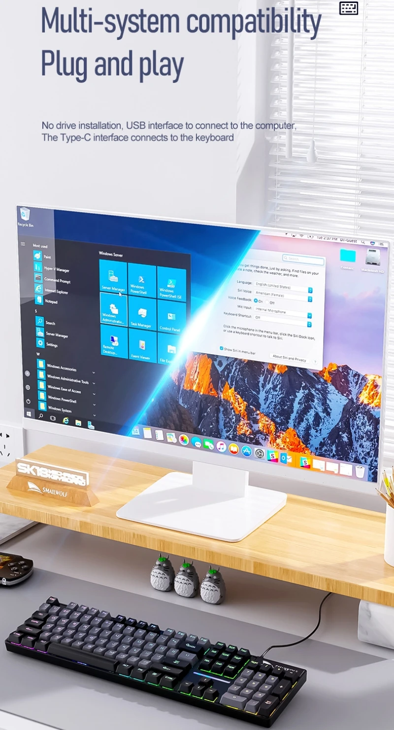 Russian Mechanical Keyboard Gaming Keyboard 100% Layout Spanish Arabic Korean Keyboard Mouse 104 Key RGB Light Wired Numpad SK18