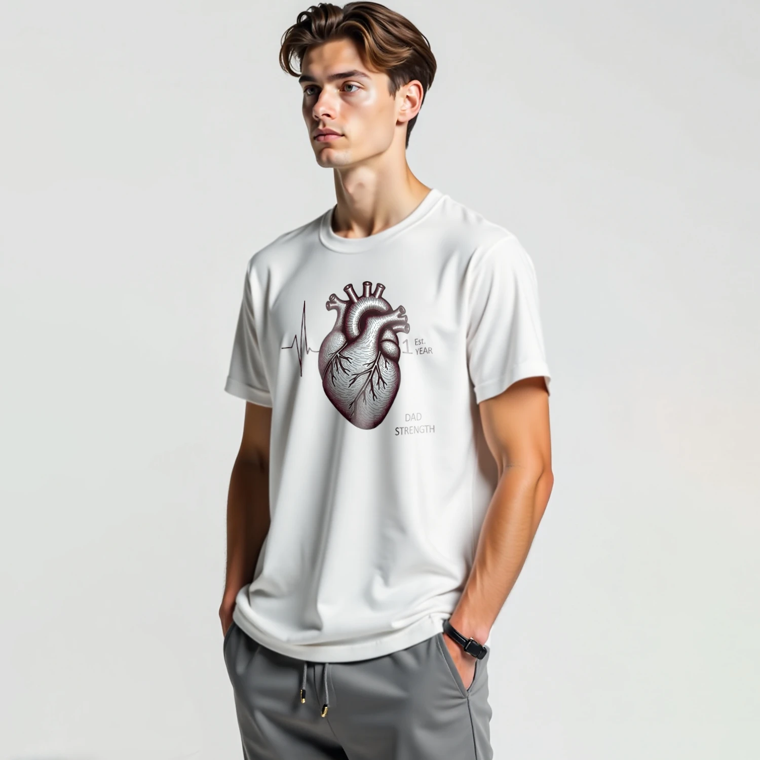 Camiseta Vintage lavada para hombre, camisa de manga corta con estampado de corazón, estilo Harajuku clásico, 250G de algodón, cuello redondo, verano, 2024