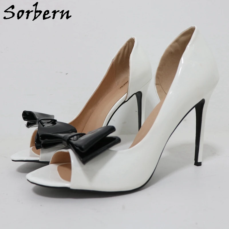 Sorbern White Pump D'Orsay Shoes Slip On Pointed Toe High Heel Stilettos Night Club Footwear Party Heeled Shoes Size US17