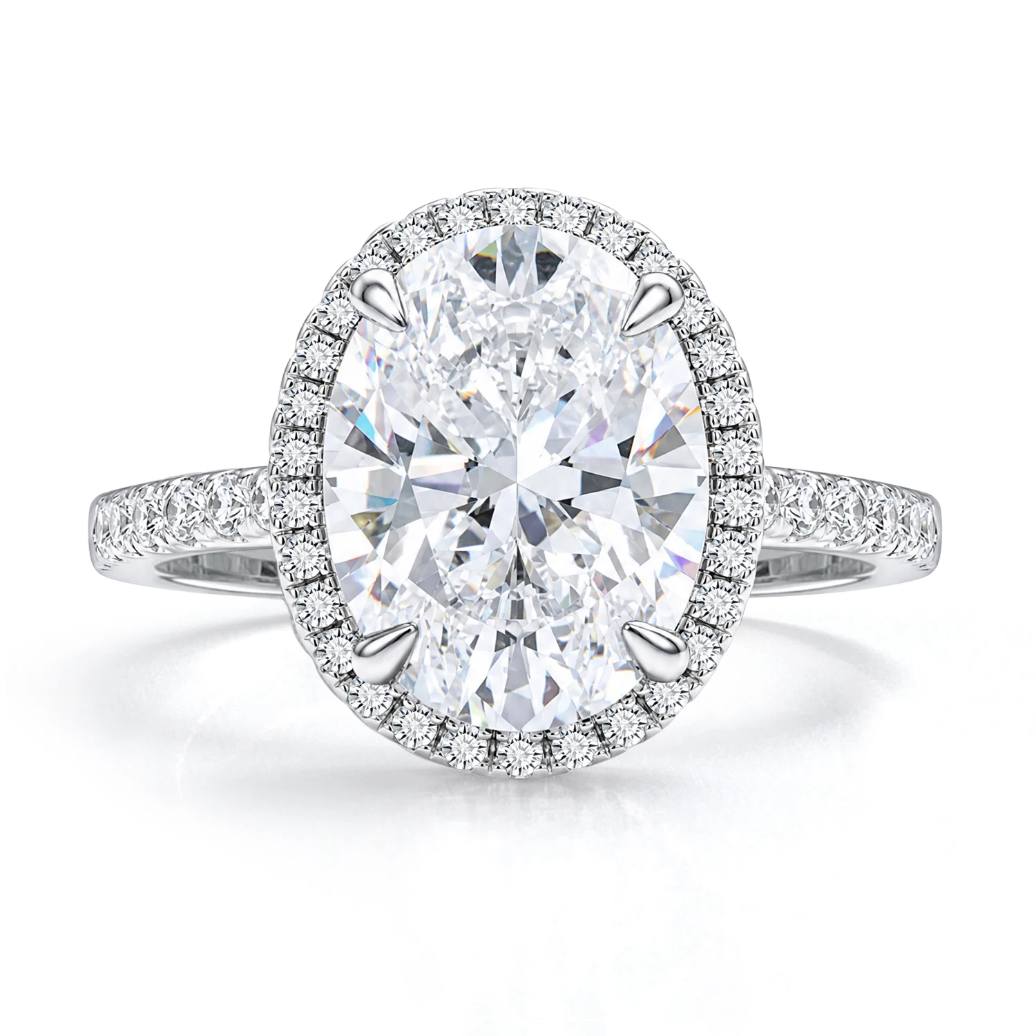 GEM'S BALLET Handmade Cocktail Ring 925 Sterling Silver Diamond-fire CZ- White Halo Engagement Rings Statement Ring Gift For Her