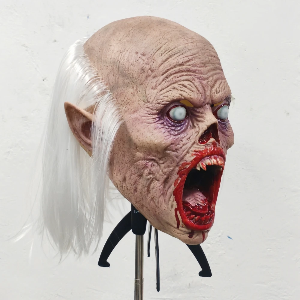 Maschera da vampiro Zombie insanguinate Infezione Persona Copricapo Spaventoso Demone Mostro Maschera Halloween Horror Costume Party Scherzo raccapricciante Prop