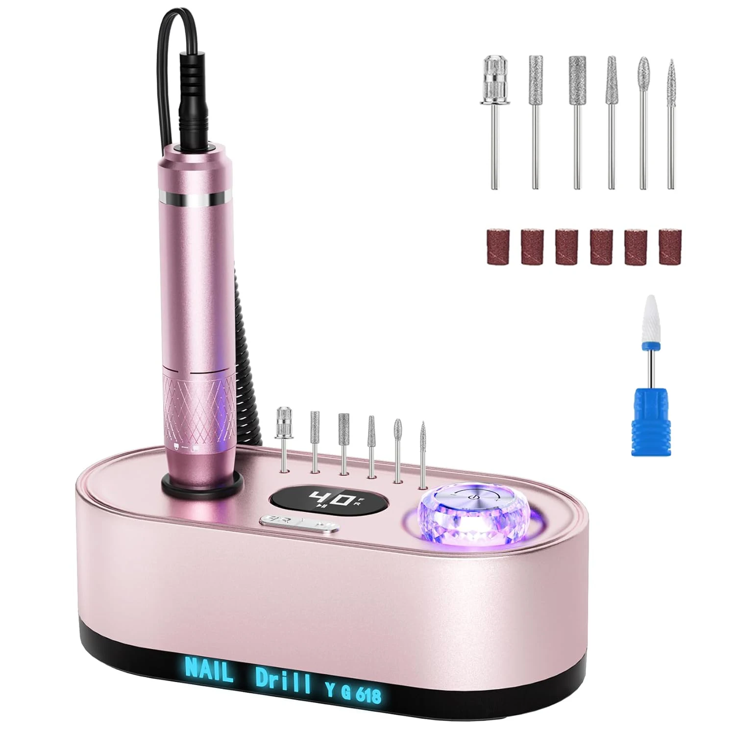 Elektrische Nagelboor Professionele 40000 RPM Elektrische Nagelvijl Kit Efile Nagelboormachine met LCD Display voor Acryl Gel nagel