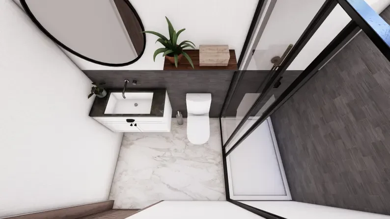 مخطط منزل حديث مقاس 7 × 9 م (مخططات مطبوعة) 2 سرير 1 حمام 126 مربع |   تصميم منزلي صغير بطابقين |   الرسومات المعمارية