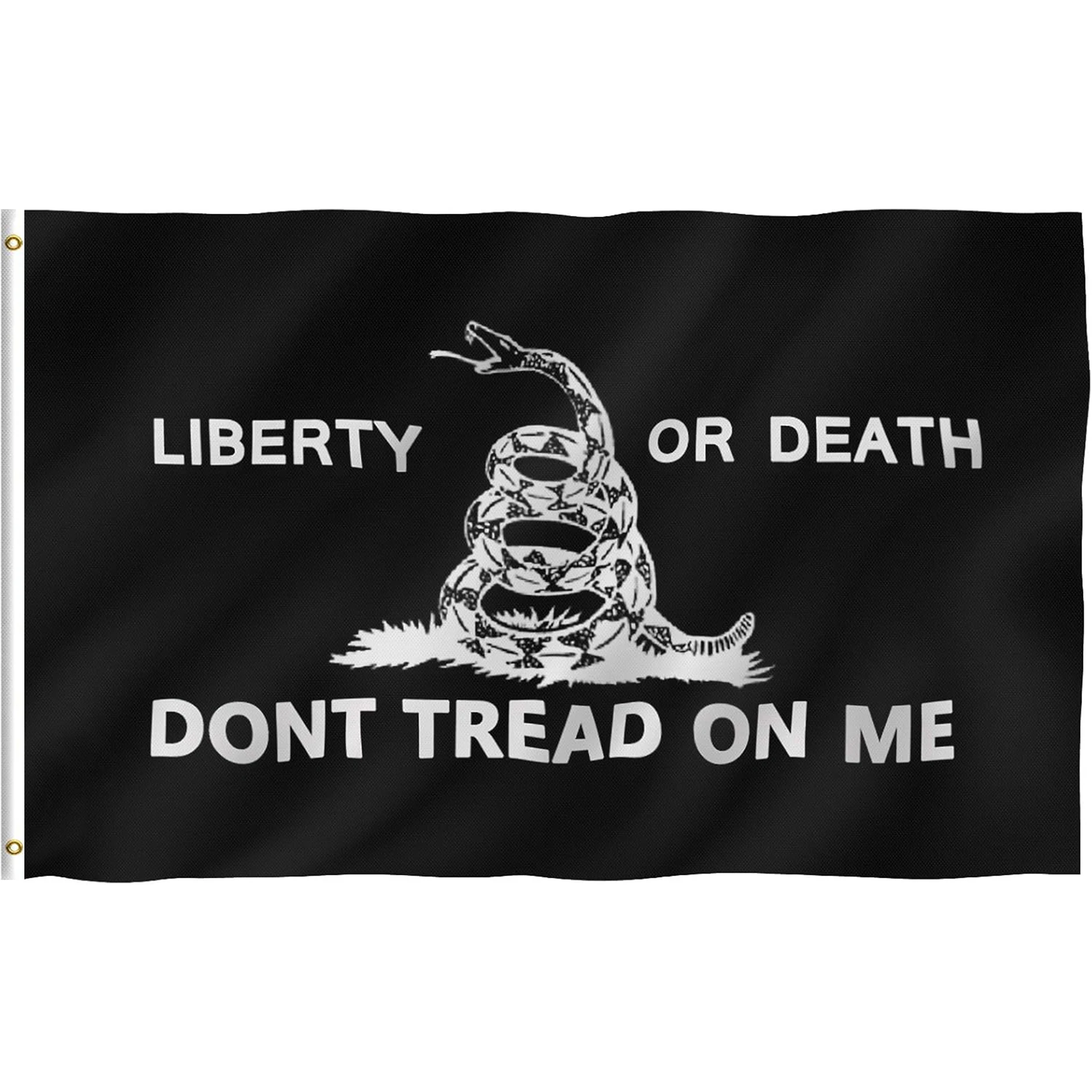 Don't Tread On Me Gadsden Flag Black Flags Vivid Color Double Stitched Flags Polyester with Brass Grommets 3x5 Ft Drop shipping