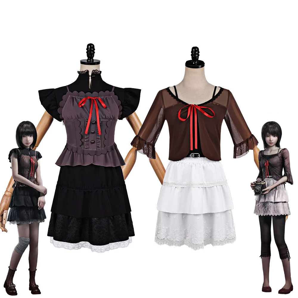 

Fatal Frame II Crimson Butterfly Cosplay Costume Project Zero Deep Crimson Butterfly Amakura Mio Mayu Gothic Lolita Dress Outfit