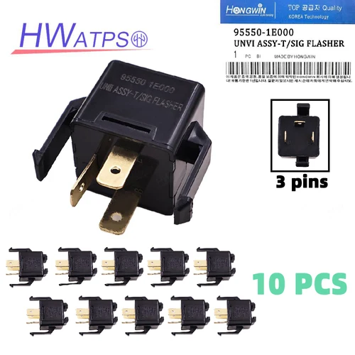 Relé de señal de giro electrónico para coche, 1/10 piezas, 3 pines, 95550-1E000, 955501E000, Compatible con 95550-1Y500, Hyundai, Kia, nuevo