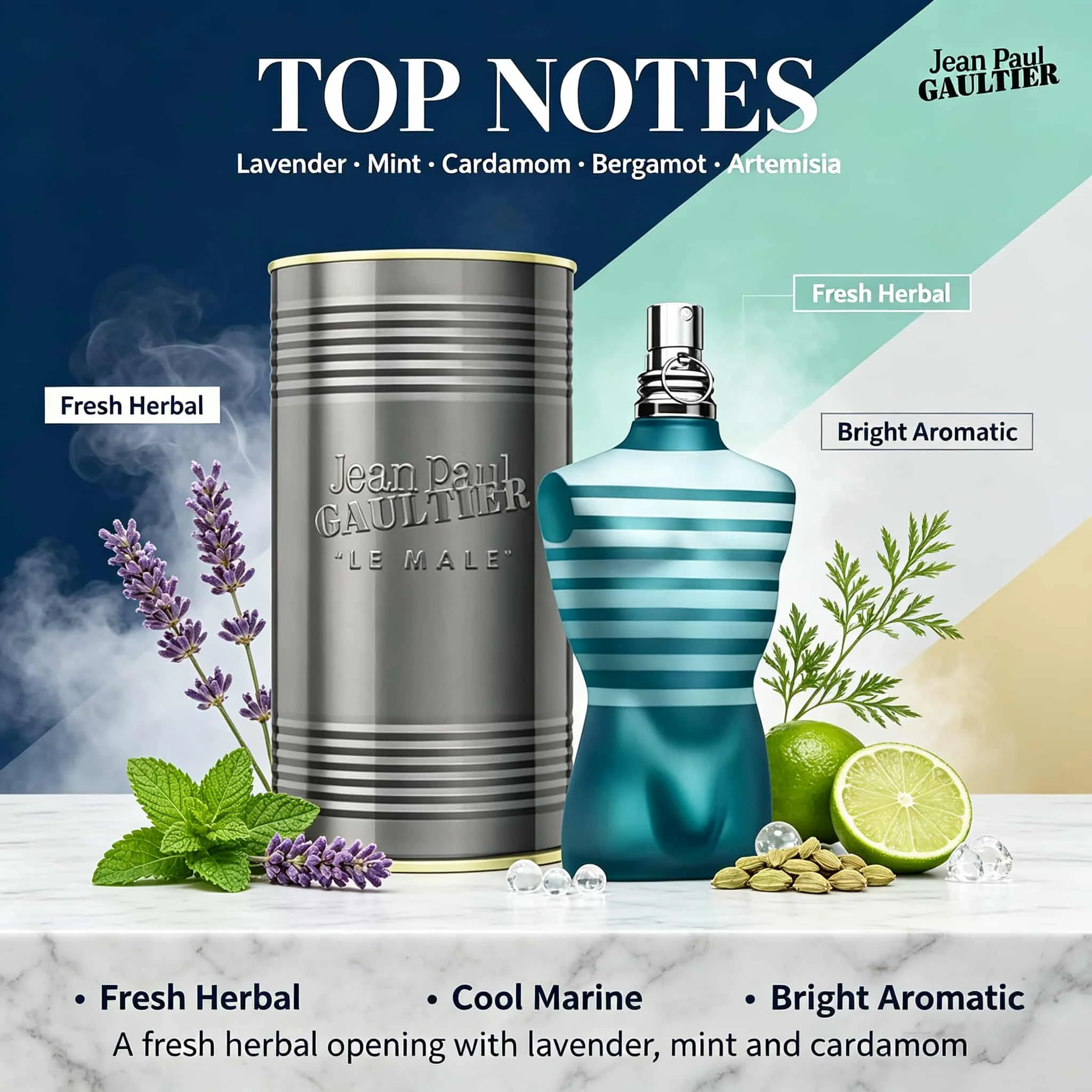 Jean Paul Gaultier Le Male Eau De Toilette for Men - 125 ml 4.2 oz Fougere Perfume Featuring Lavender and Vanilla. Free from Alcohol and Formaldehyde; a Delicate Fragrance Suitable for Modern People's Work and Dating. view 2