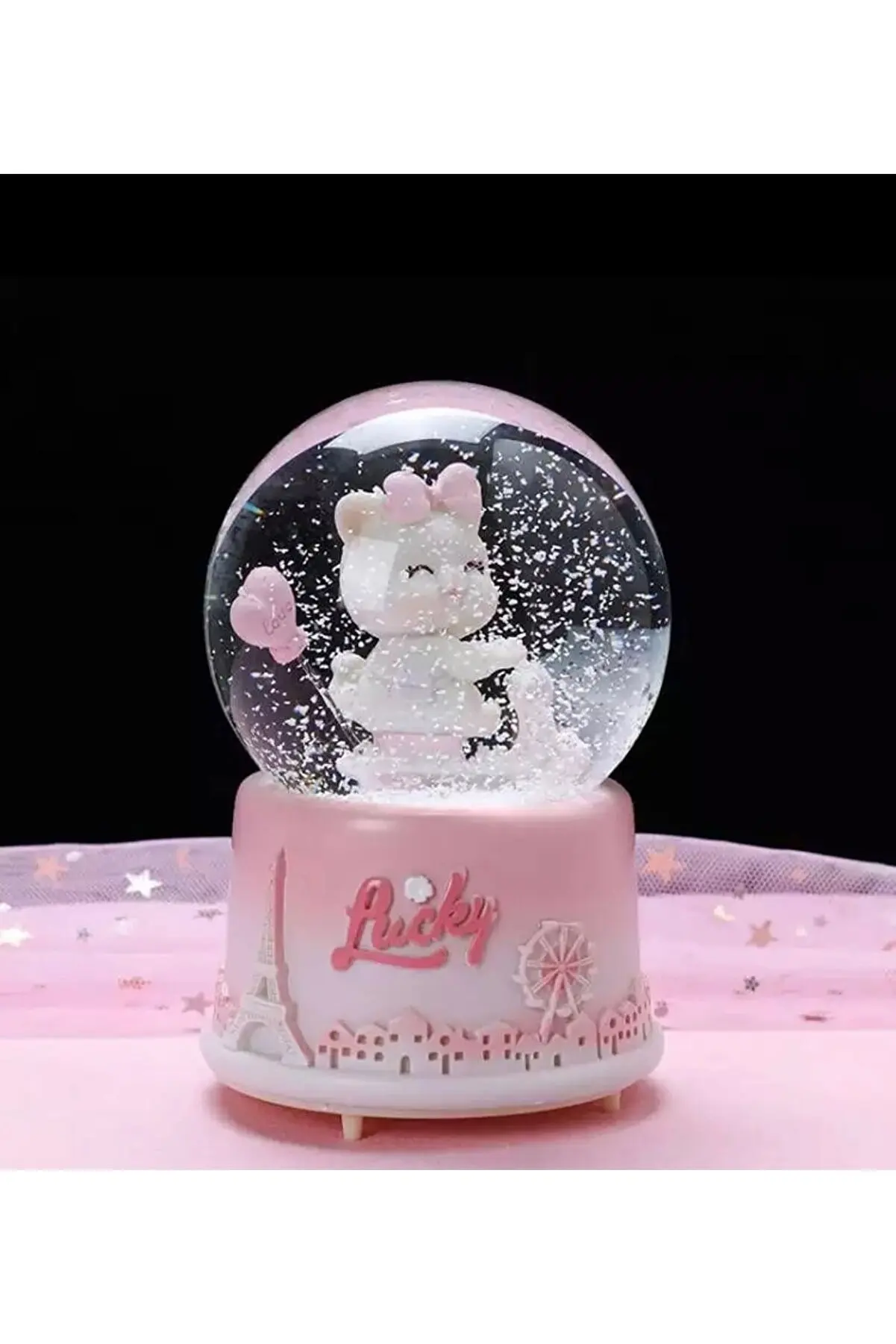 Cute Cat Snow Globe Spray Mega Size Illuminated Musical Decorative Balls Home Decor Gifts Design Toys 16 X10 Size