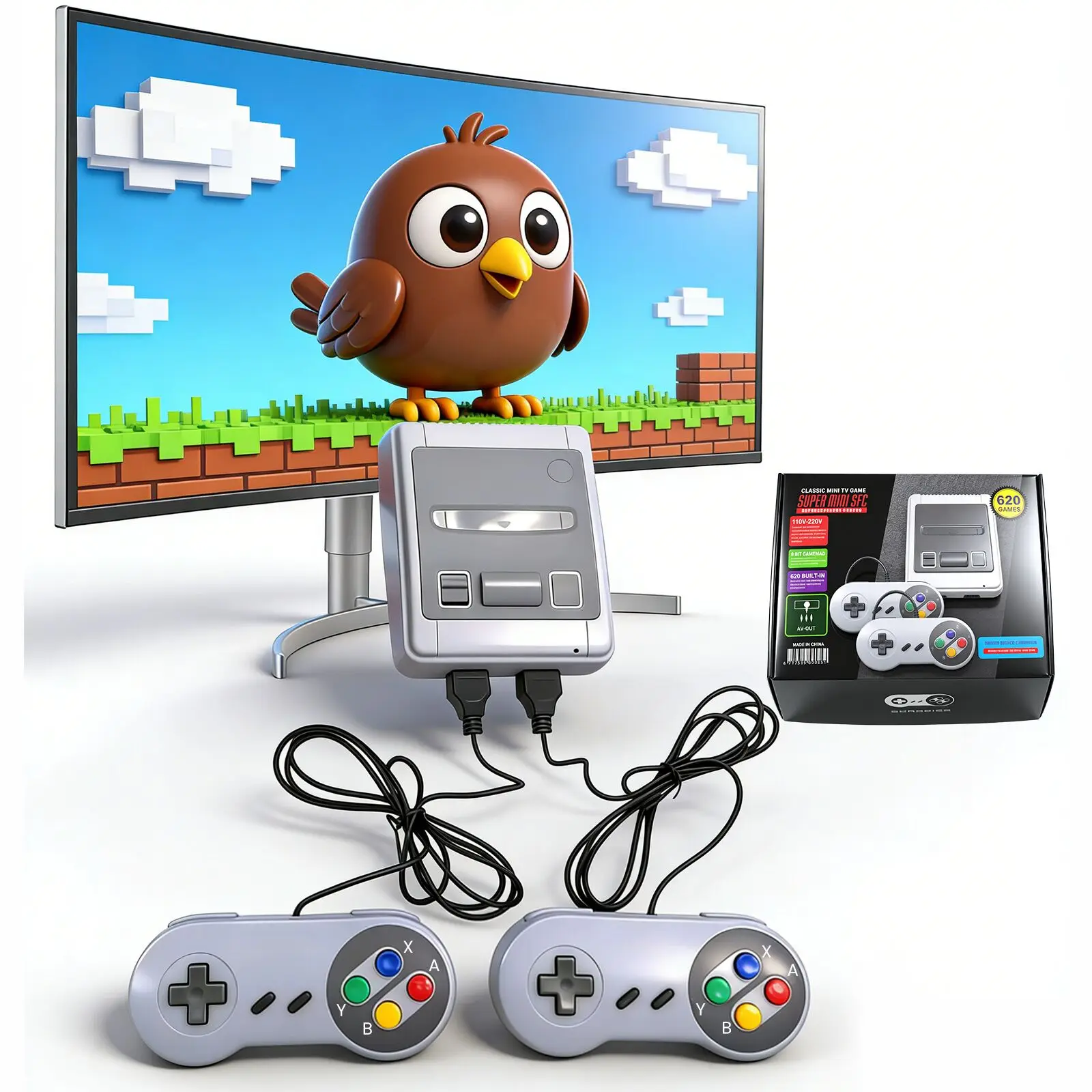 Retro Game Console, 8-Bit Classic Edition Video Game Consoles Built-in with 620 Games and 2 Controllers AV Output Gifts Choice