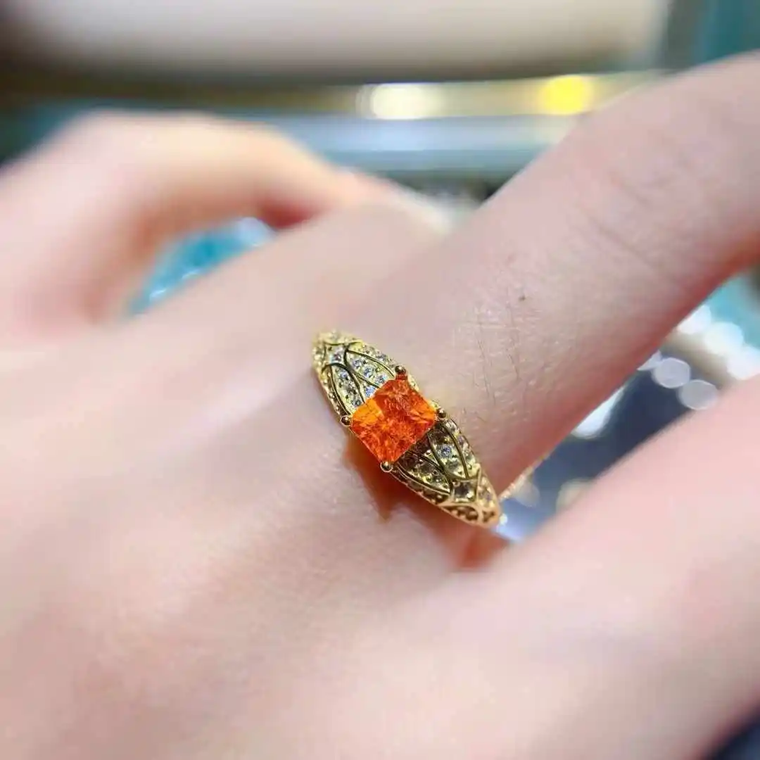 

KJJEAXCMY Natural Gemstone Women's Luxury Fanta Garnet Ring New 925 Pure Silver Inlay Gift for Girlfriend