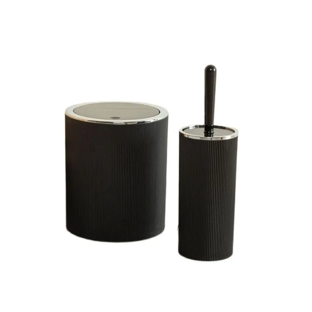 

Bathroom Accessory Set 2 Pcs Plastic Black Trash Can Toilet Brush Durable Quality Luxury For Home Fast Shipping From Turkey