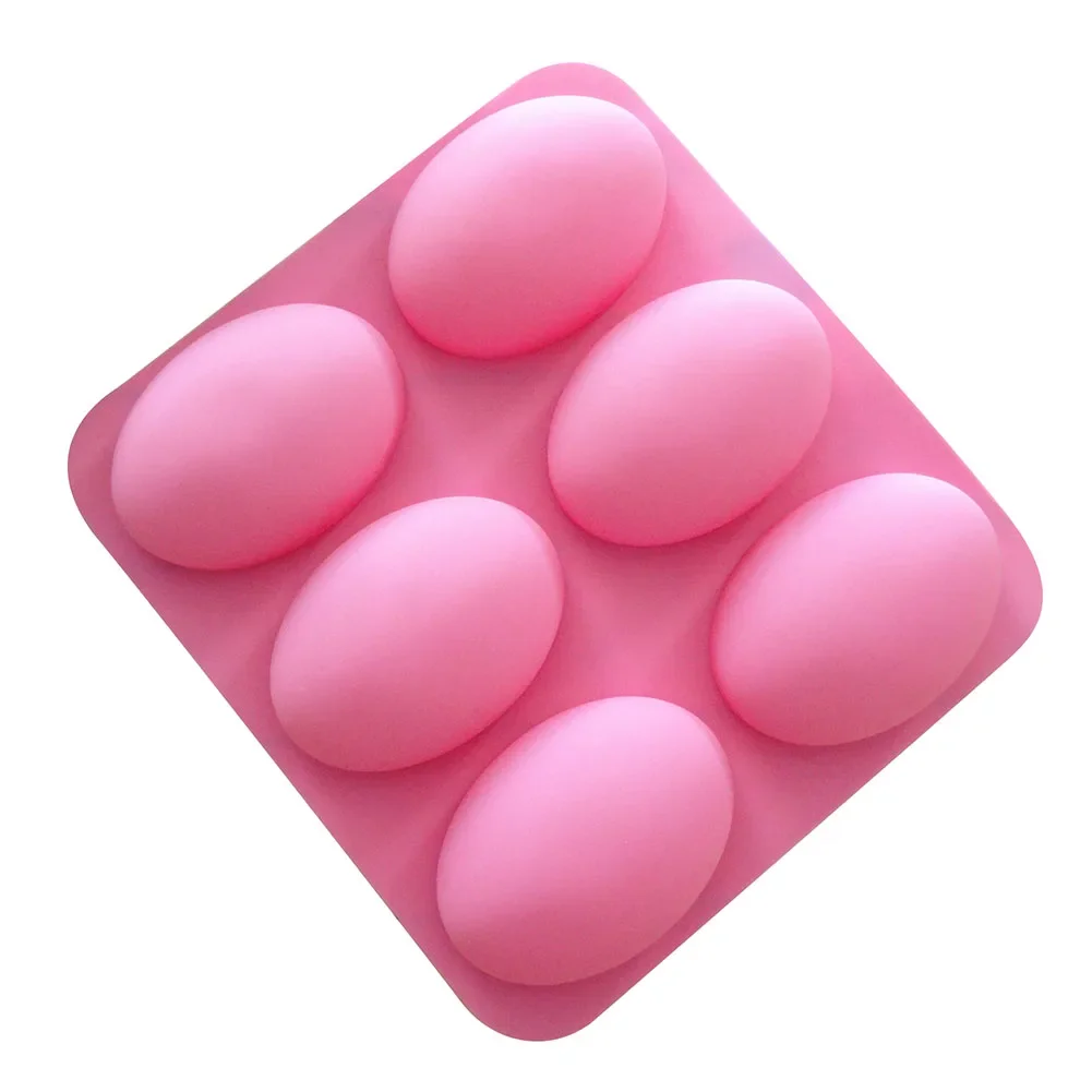 6 wgłębień Wielofunkcyjna owalna silikonowa forma do mydła do pieczenia ciast DIY Materiały do produkcji mydła Łatwe do wyjęcia z formy i czyszczenia — zdjęcie 2