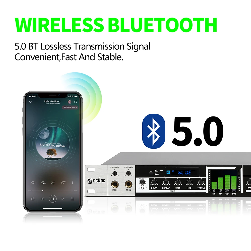 معالج كاريوكي DGNOG معالج تأثير الصوت الرقمي بلوتوث المهنية الصوت نظام تأثير صدى الصوت للغناء حفلة المنزل