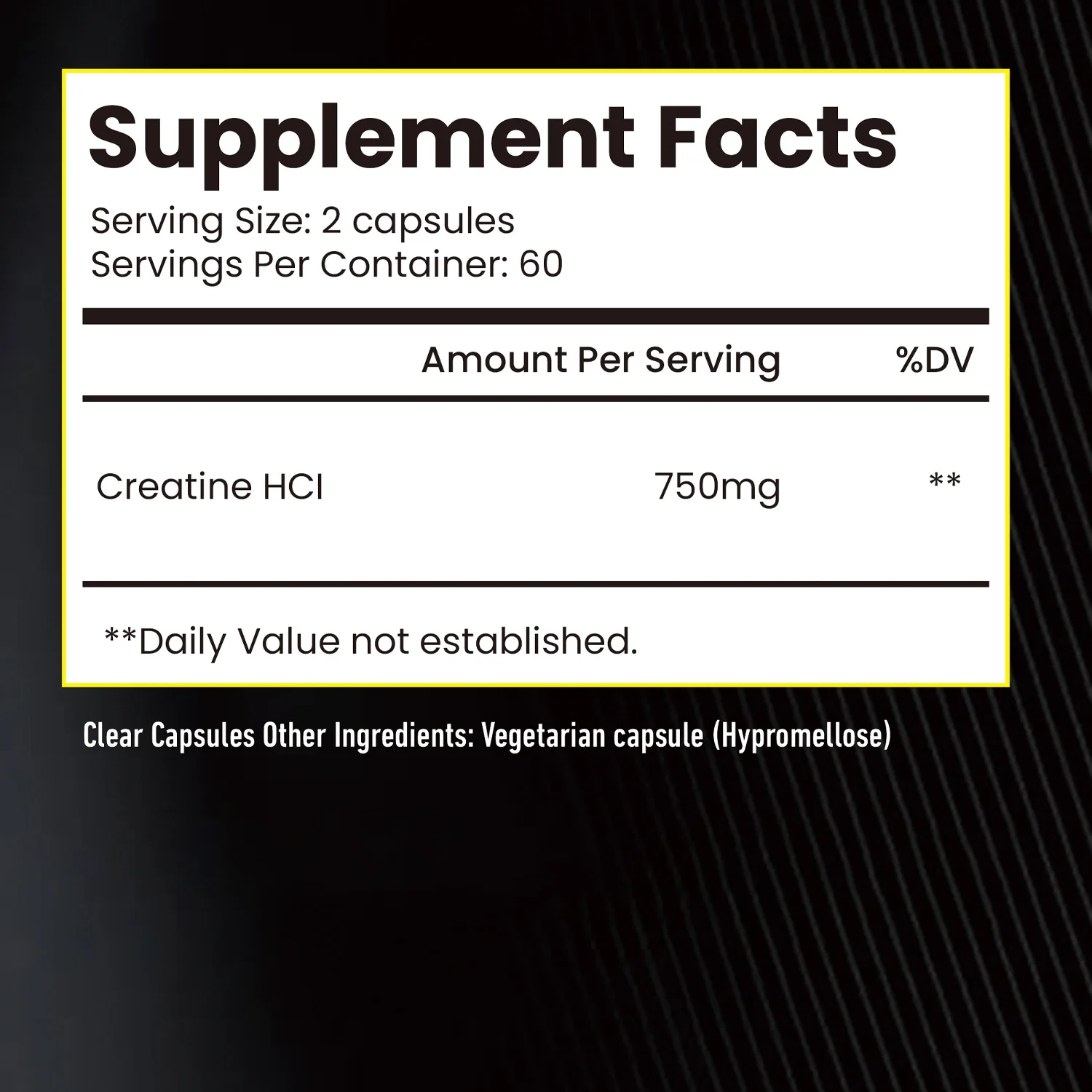 Creatine HCl - Improve Athletic Performance, Increase Strength, Energy, and Endurance - 120 Capsules