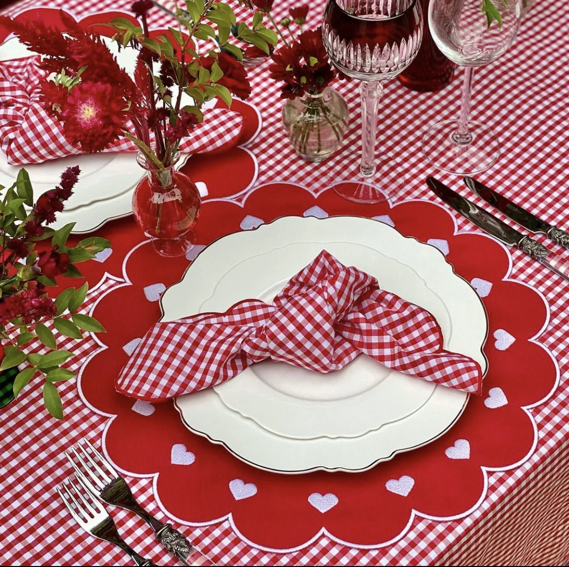 Valentine'S Day Placemats Love Romantic Love Red Love Decorations  Table Decor Tablecloth Table Kitchen Decorative Table Runner