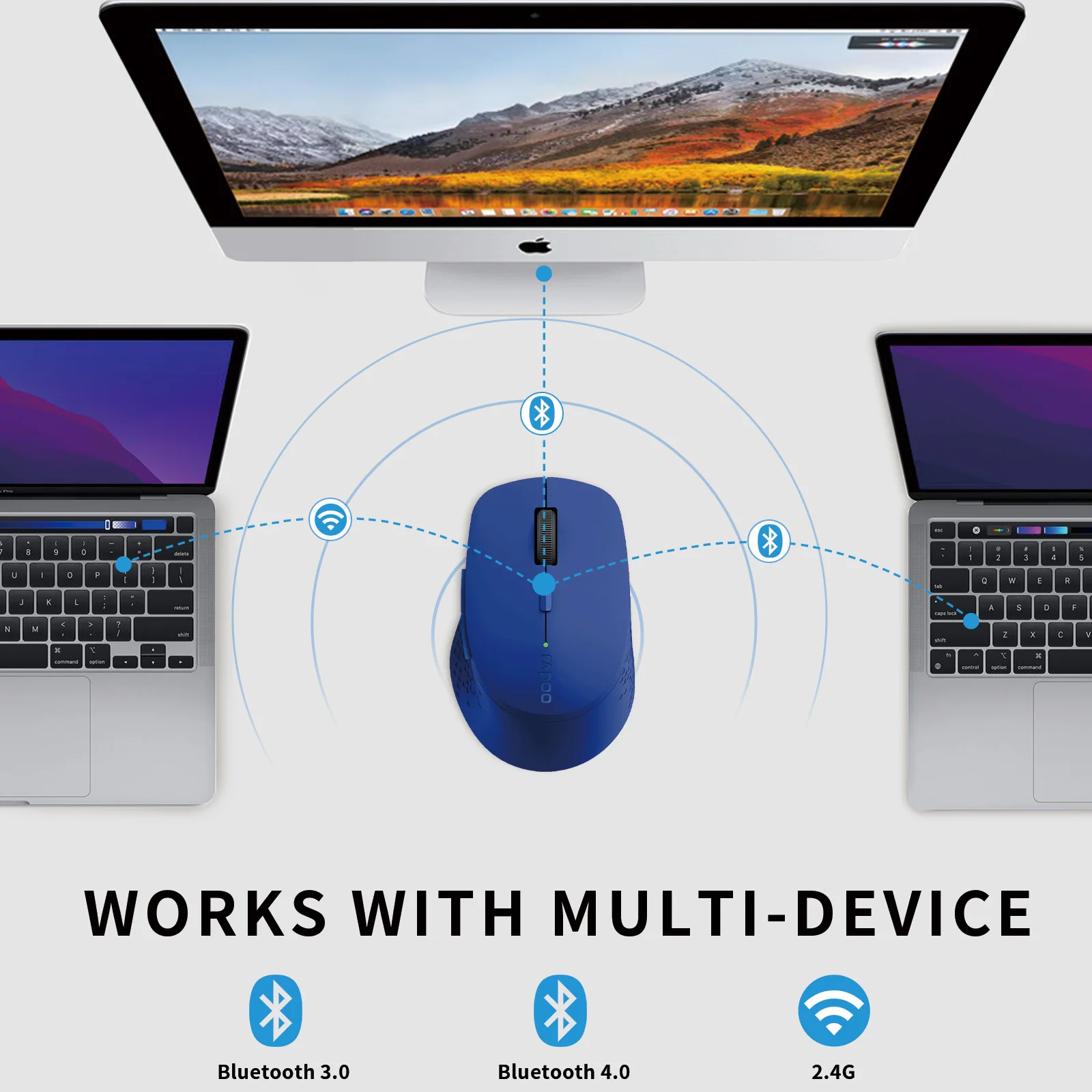 Rapoo M300G Wireless Mouse Multi-Mode Silent Mouse 1600 DPI Optical Bluetooth Mouse for Tablet Laptop Computer PC 2.4G Mice