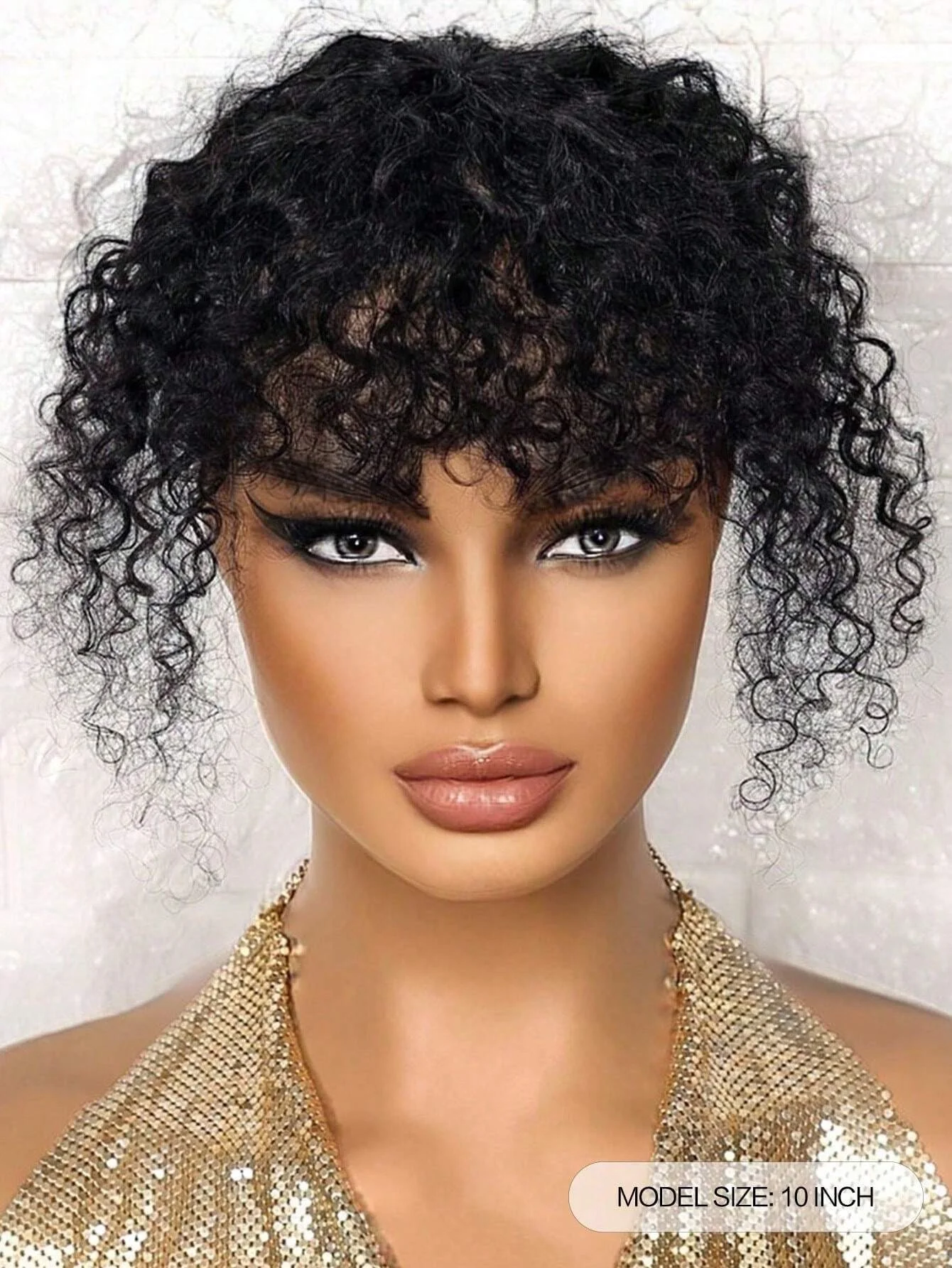 Natural Black Topper Hair With Bangs Human Hair Curly Wave Toppers For Women with Thin Hair Clip In Hair Extensions Daily Use