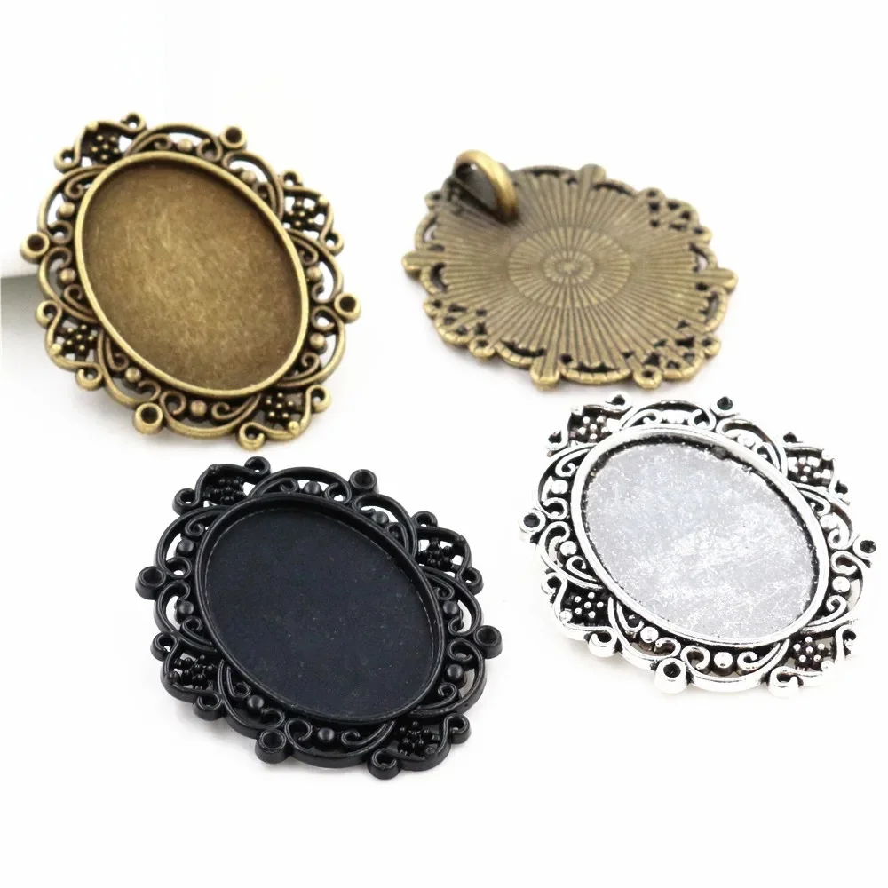10 sztuk/partia Fit 18x25mm wewnętrzna rozmiar nowy 3 kolory Plated kwiaty styl Cameo Cabochon ustawienia bazy Charms wisiorek naszyjnik ustalenia — zdjęcie 2
