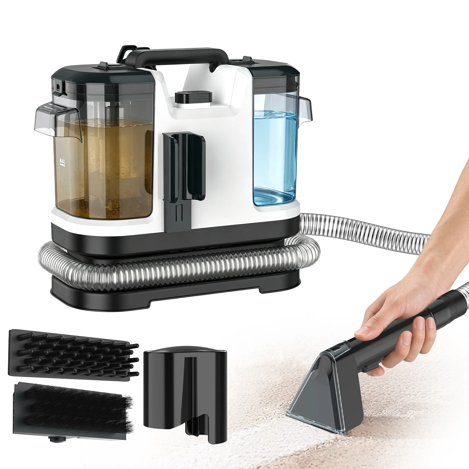 500W draagbare tapijtreiniger met 12 KPa krachtige zuigkracht, verlichte handreiniger voor meubels met spleetreinigingsfunctie voor diepe reiniging van meubels binnenshuis.