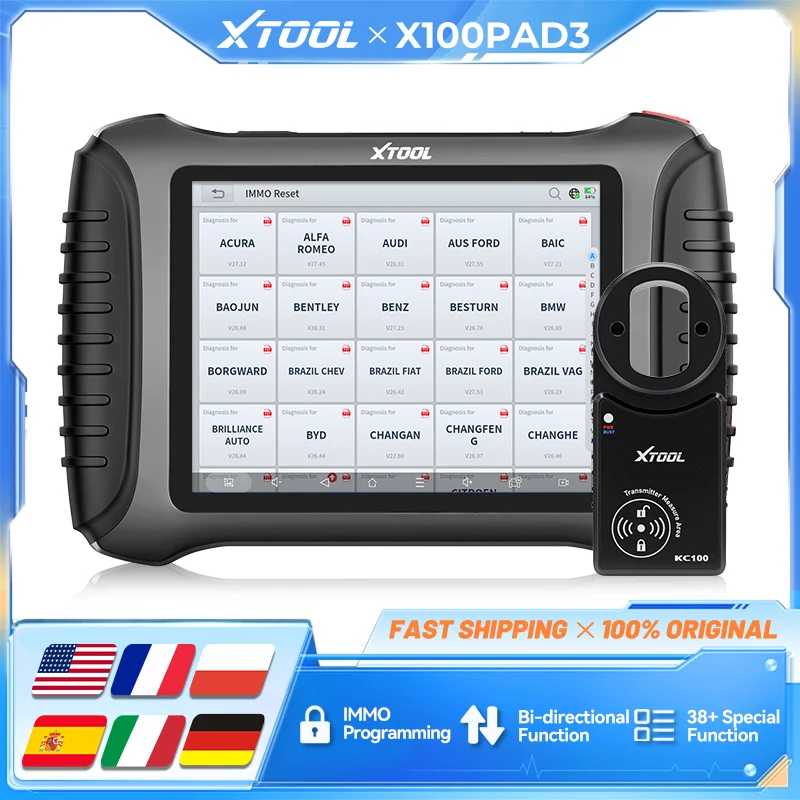 

XTOOL X100 PAD3 V2.0 lMMO Программатор ключей Автомобильный диагностический противоугонный ключ Match OBD2 Сканер Инструмент Автомобильный сканер 38 Сброс FCA
