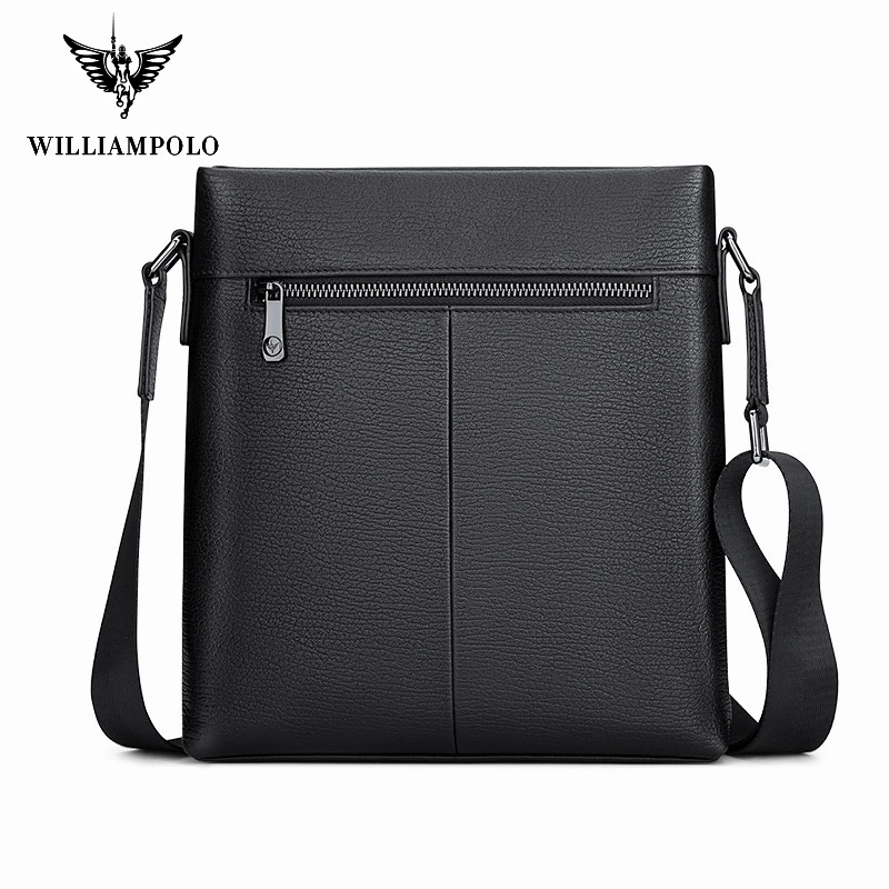 WILLIAMPOLO Men\'s Shoulder Bag Genuine Leather Handbags Men Leather Messenger Bag Small Crossbody Bags For Man Fashion