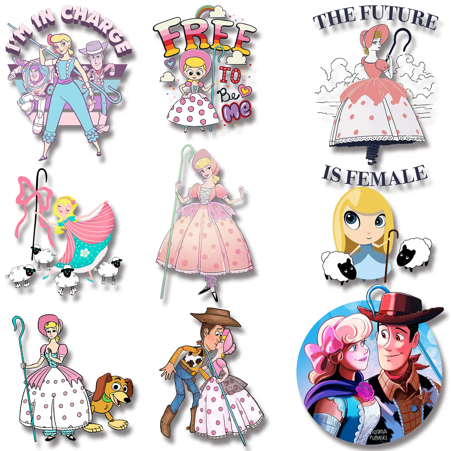 

Bo Peep Disney Movie Toy Story Heat transfer Stickers for T-shirts Patches on Clothes Iron on transfers