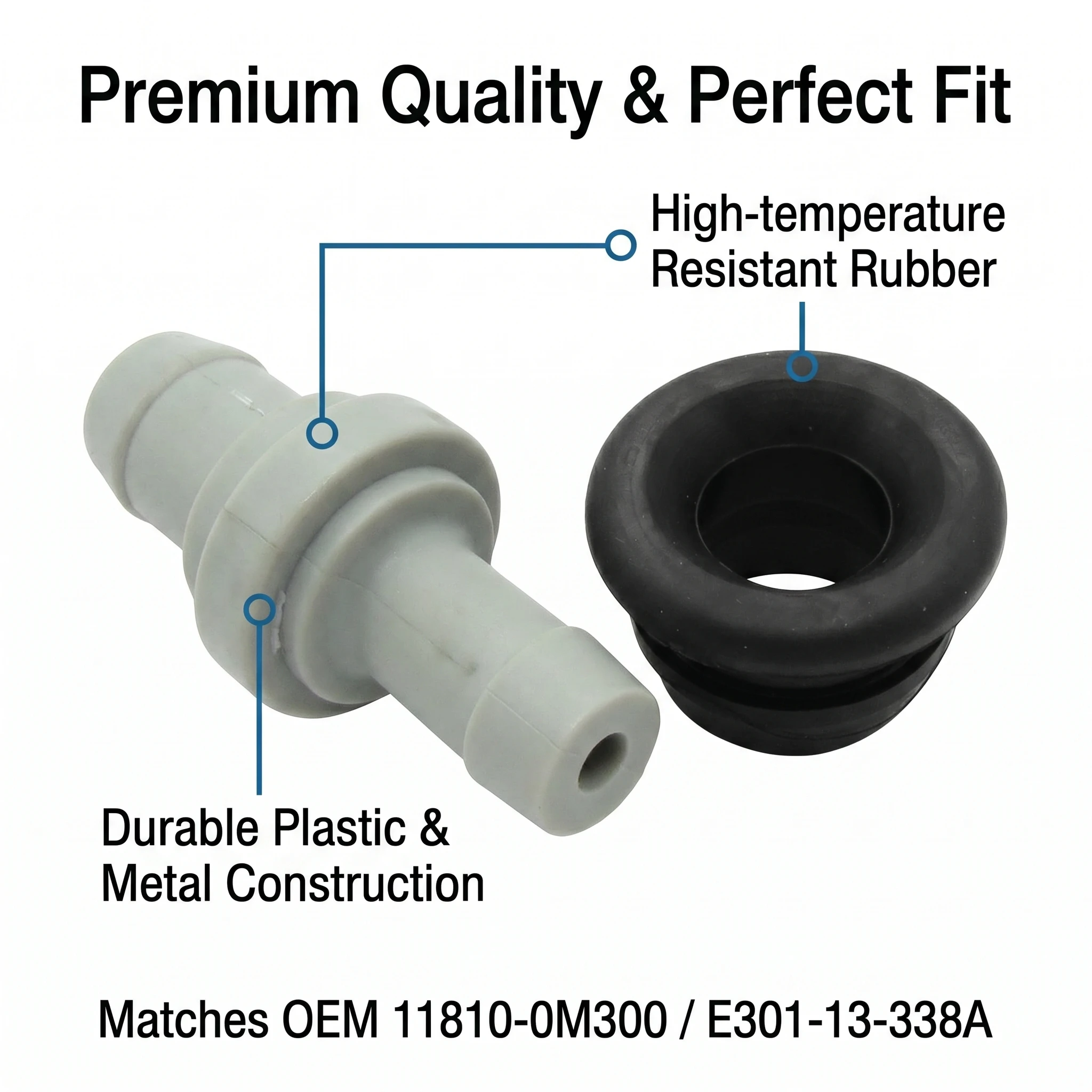 PCV Valve 11810-0M300 with Grommet E301-13-338A Kit for Nissan Sentra 200SX 1.6L 1.8L Mazda Miata MX-5 Protege 626 Ford Escort