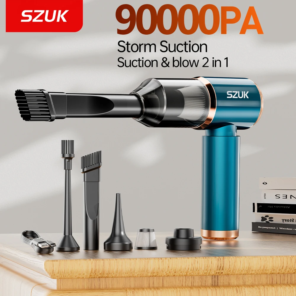 Szuk 90000pa Mini Auto Staubsauger drahtlose leistungs starke tragbare Handheld Blow 2 in 1 für Auto Haushalts gerät Reinigungs maschine