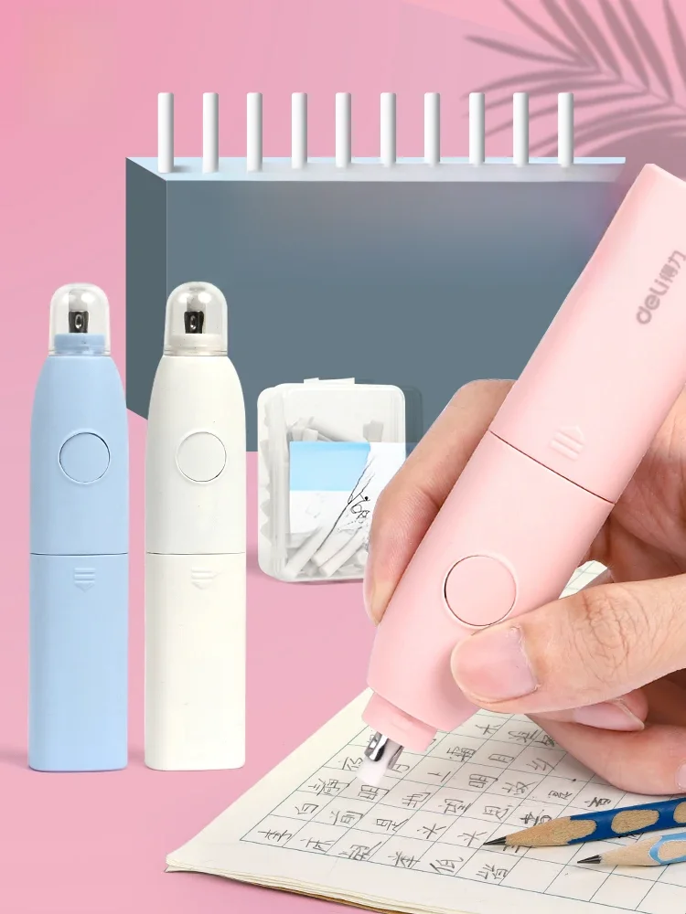 Deli – Mini gommes à crayon électrique, gommes mécaniques, gommes à crayon électronique d'art pour enfants, fournitures de papeterie scolaires