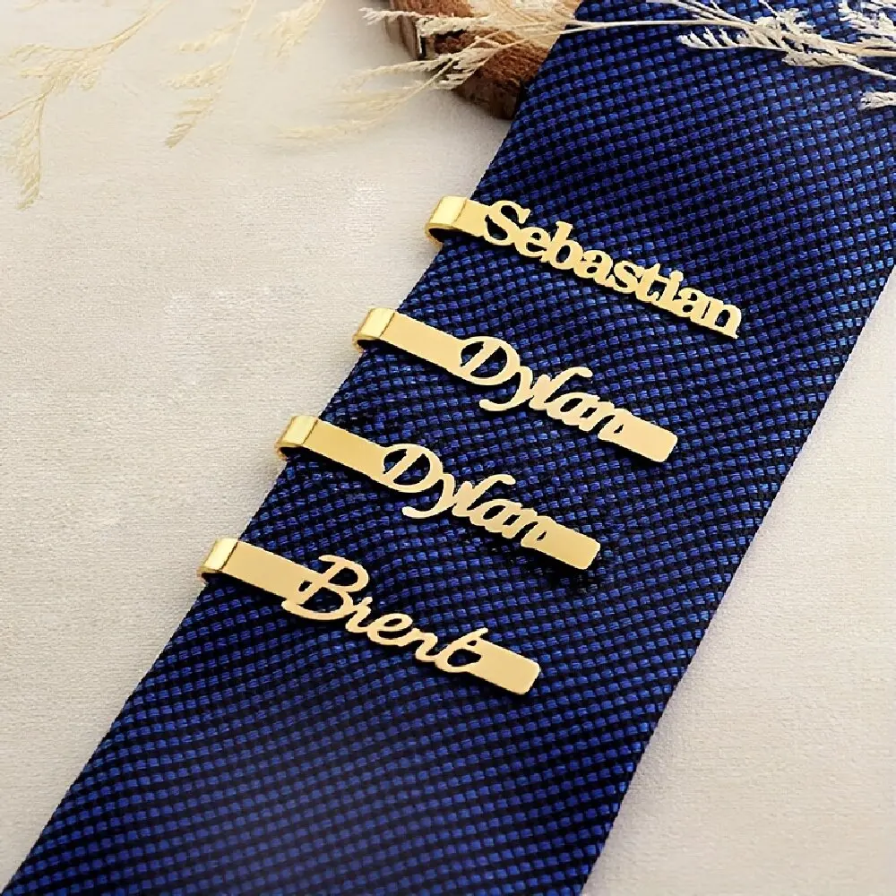 

Custom Name Engraved Men Tie Clip, Minimalist Suit Accessory Gift for Groomsman Father Boyfriend Anniversary