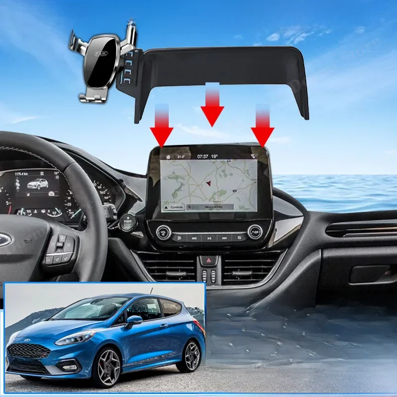 Support de téléphone portable pour voiture, pour Ford Fiesta Mk7 Mk8 2017 ~ 2022, écran GPS, support de téléphone portable, accessoires par gravité