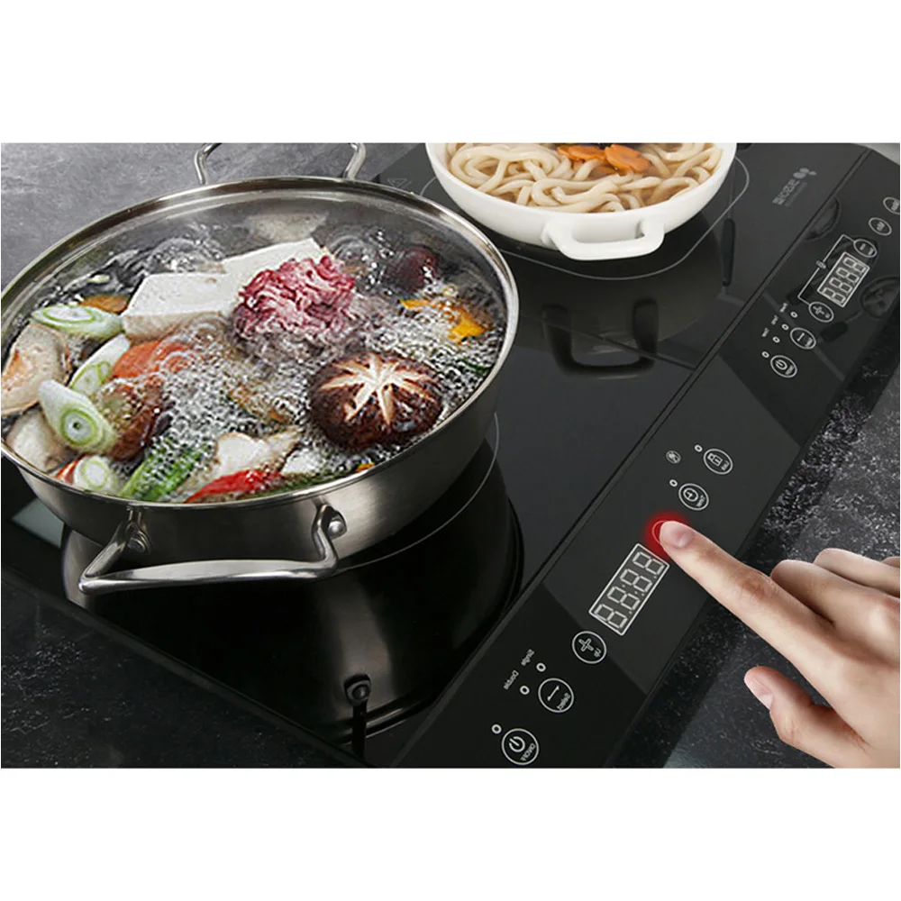 مجموعة كهربائية هجينة عالية الجودة تعمل بالحث مع قفل أمان ، مؤقت بفتحتين ، طلاء سيراميك ، سهلة التنظيف ، جميع الحاويات ،