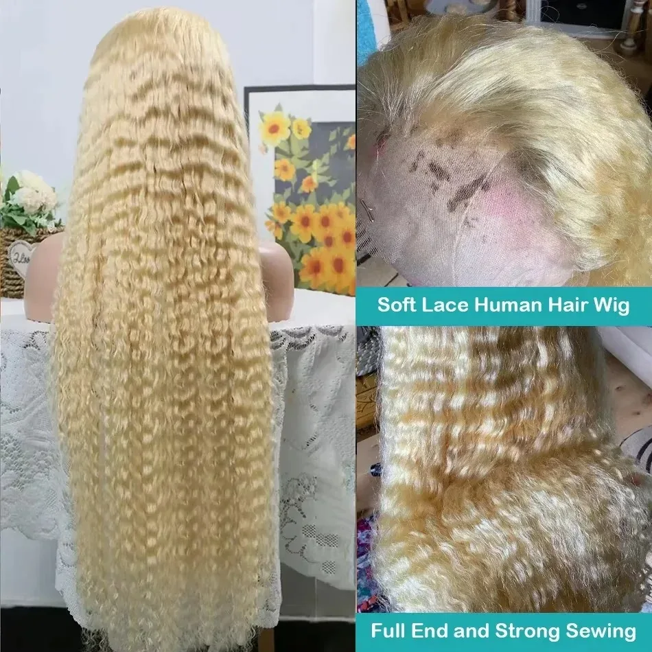 250 Density 613 Blonde Deep Wave 13x6 Lace Front Human Hair Wigs 40 Inch Curly 13x4 Lace Frontal Wig Brazilian For Black Women