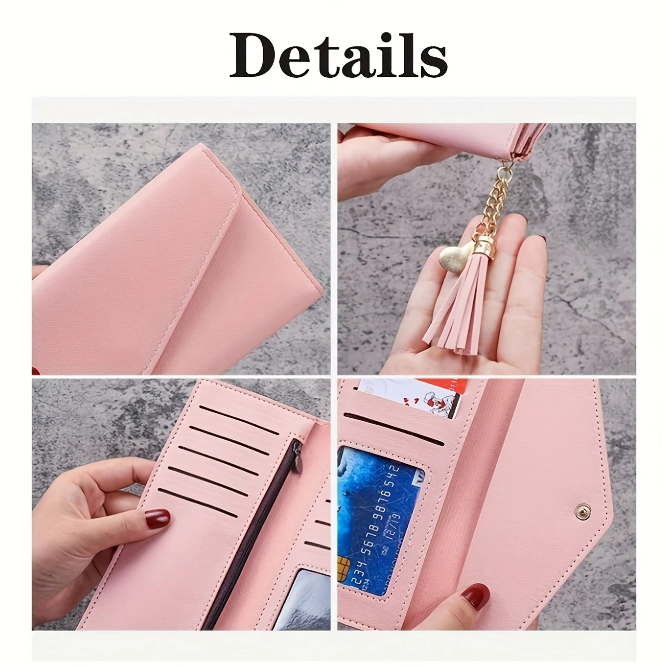 ersonalized Name Women's Wallet - Tri-Fold Handbag with Tassel Charm & Snap Closure, Custom Initials/Name Suitable for Birthdays view 5