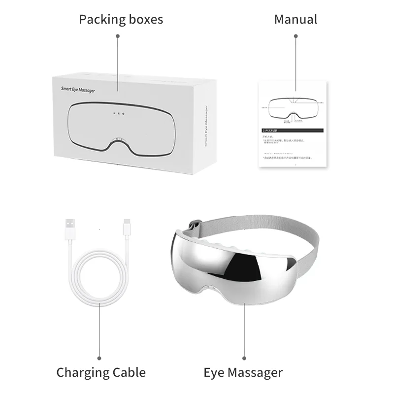 Jinkairui Eye Massager Machine Electric Visible Lens Hot Compress Mini EMS Massage Relieve Fatigue Device With Bluetooth Music