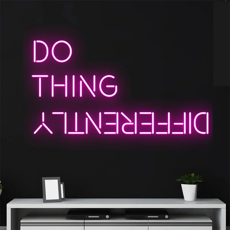 Do Thing Differently Neon Sign, Custom Name LED Light, Motivational Inspirational Quote Neon Sign,Bar Pub Club Bedroom Wall Art