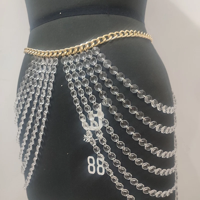 Winter Girlish Trendy Waist Chain Pink Stylish Body Jewelry Women\'s Fashionable Multilayered Accessories