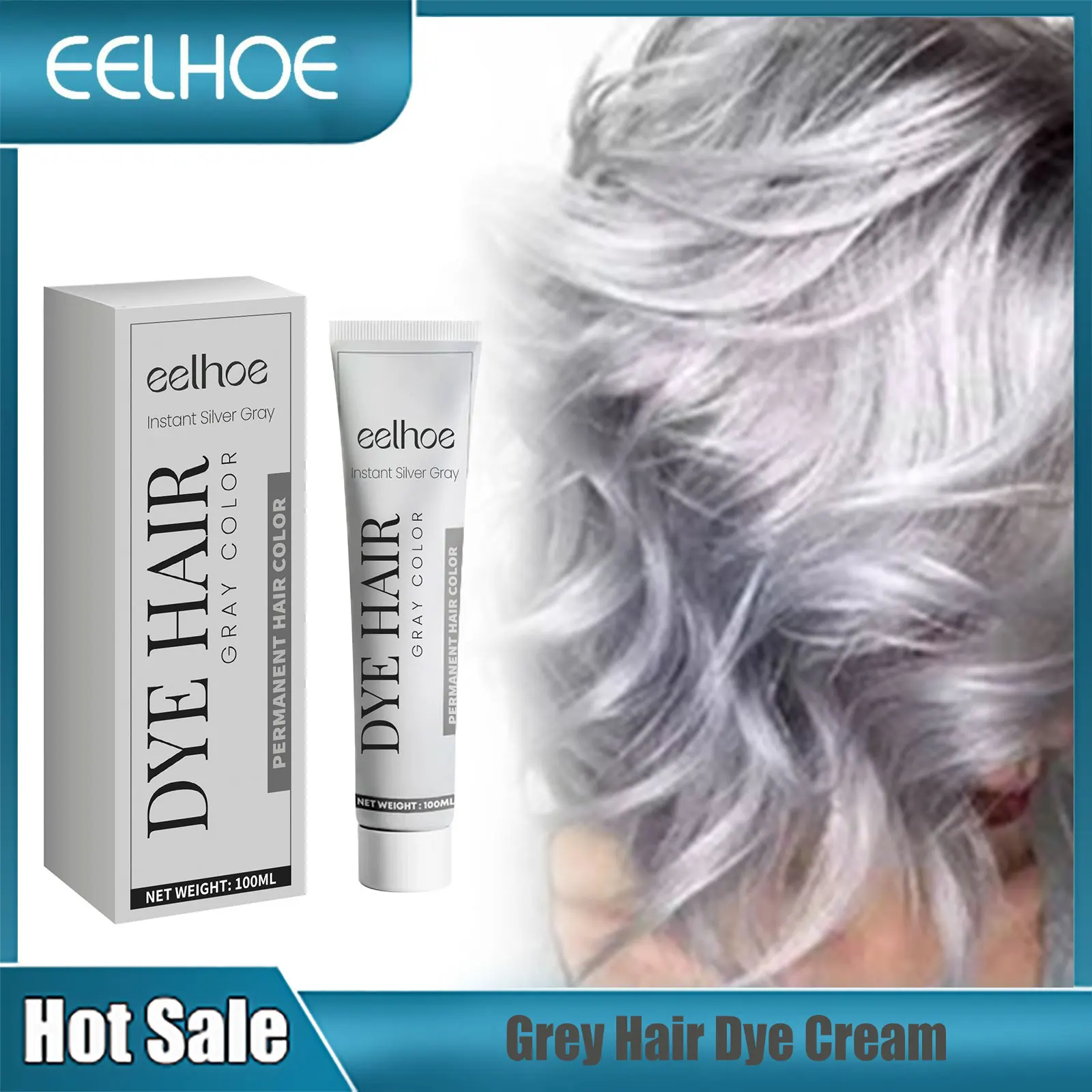 

EELHOE Gray Hair Dye Long Lasting Color Professional Hair Coloring Permanent Punk Style Natural Plant Dye Hair Dying Cream 80ml