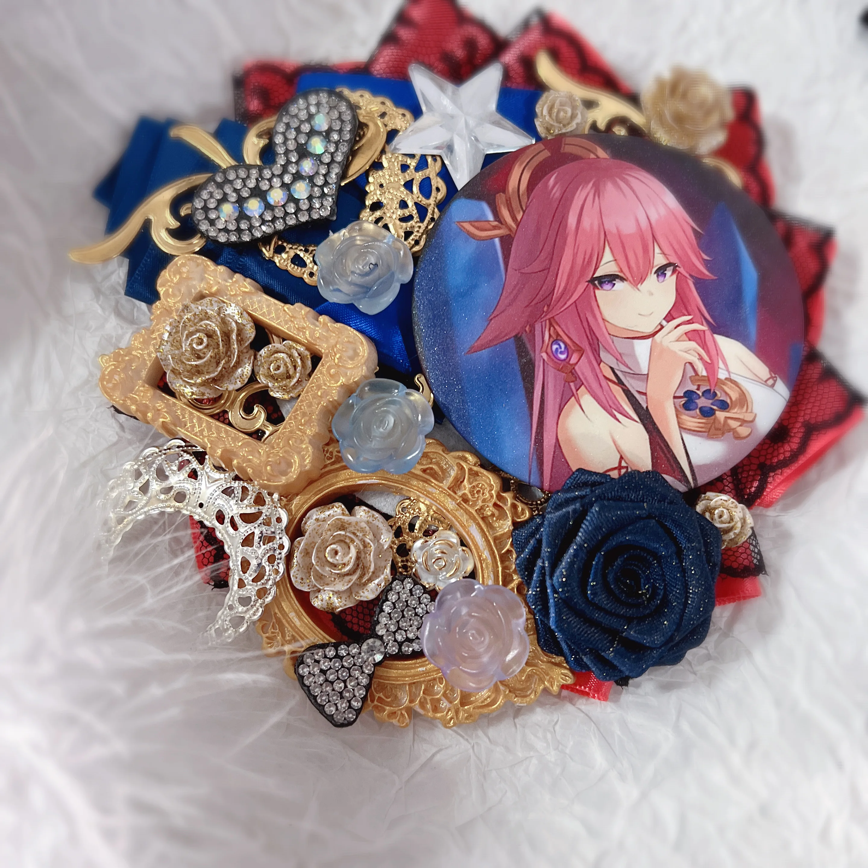 75mm Anime Badge Holder  Women Handmade Ita Bag Lolita Lace Accessories for Badge Display Girls Itabag Accessories Decoration