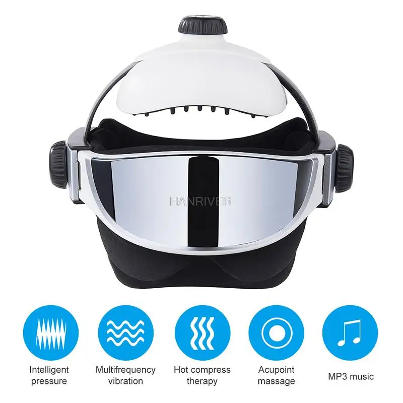 Electric Head Massager Helmet Automatic Heating Air Pressure Vibration Therapy Massager Music Muscle Stimulator Health Care