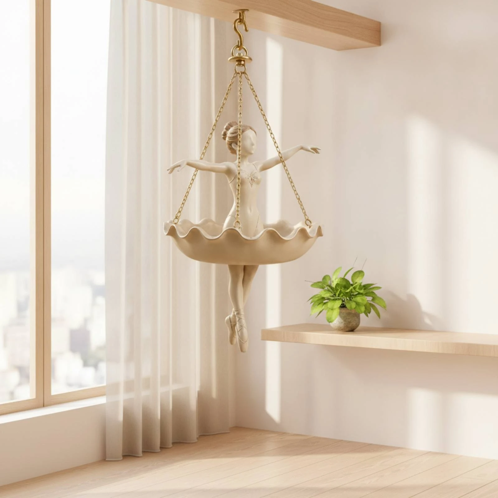 Ballet Dancer Hanging Planter Graceful Ballerina Planter Artistic Ballerina Statue Flower Pot for Art Lovers, Gardeners, Balcony