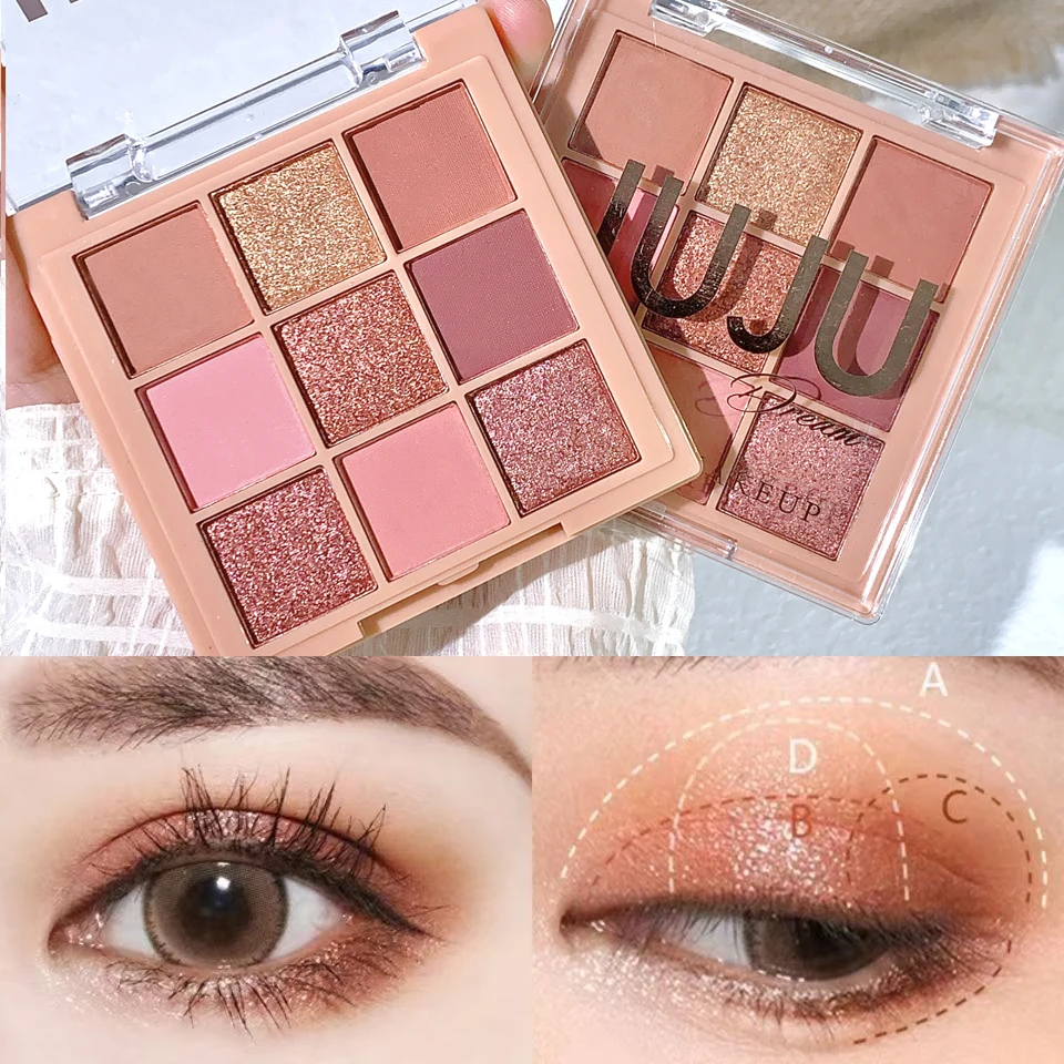 JUJU DREAM Warm Winter Brown Shadow 9 Colors Eyeshadow Matte Pearlescent Brightening Atmosphere Korean Series