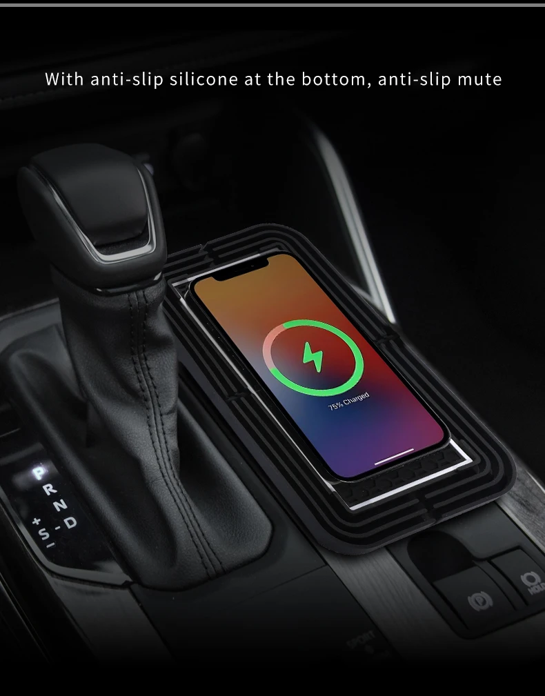 Kabelloses Auto-Ladegerät Silikon-Antirutschmatte für iPhone 18 17 16 15 14 Samsung S24 S23 Xiaomi Auto-Handy-Schnelllade-Induktionsmatte – Detail 1