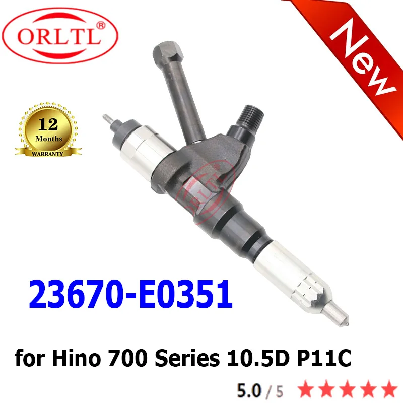 

ORLTL NEW 23670-E0351 Genuine Fuel Injector 23670 E0351 23670E0351 095000-5211 9709500-521 for Hino 700 Series 10.5D P11C