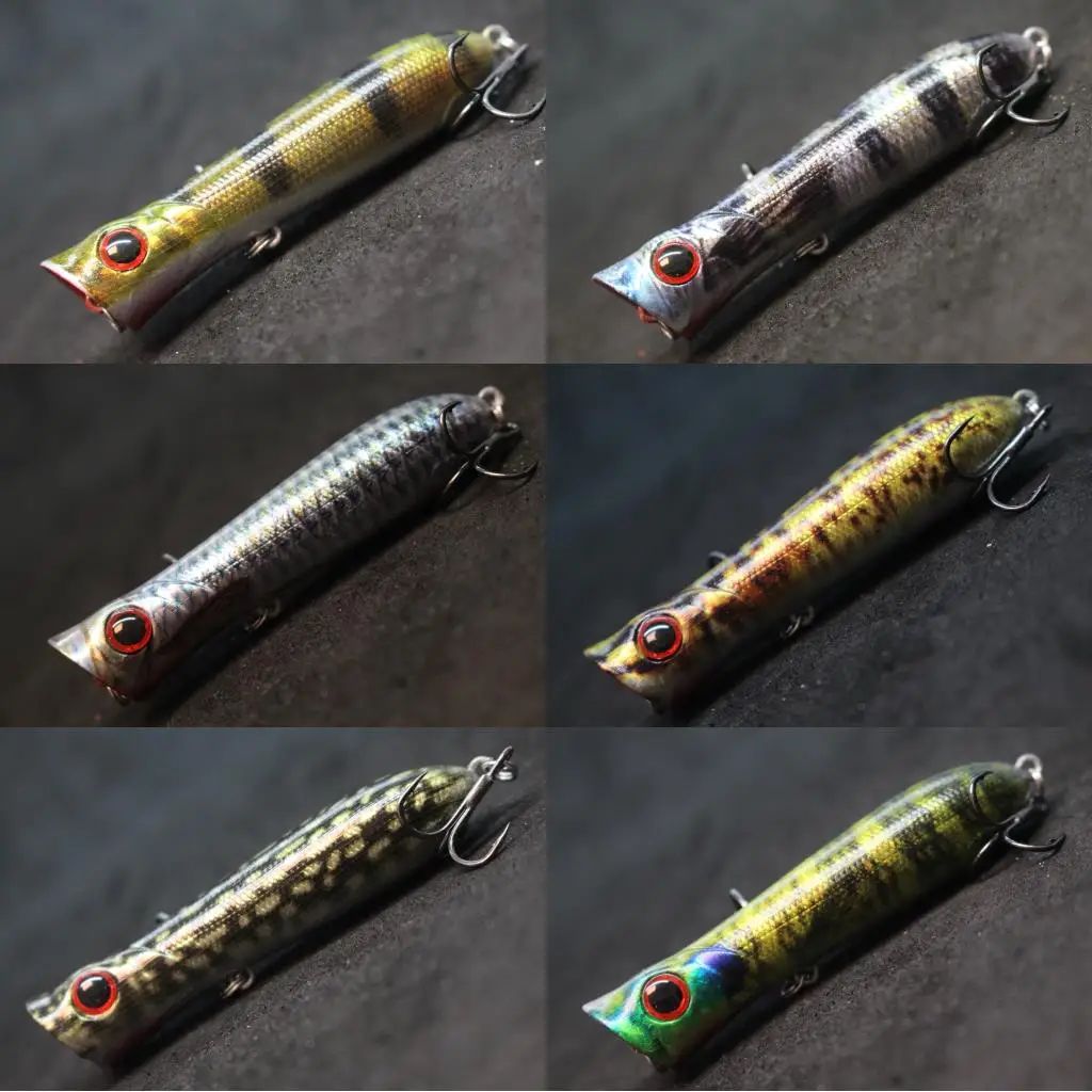 wLure Fishing Lure Topwater Popper 8cm 12g Real Skin Color Carp Fresh Water Sea Fake lure Ice Lure Fishing HT683