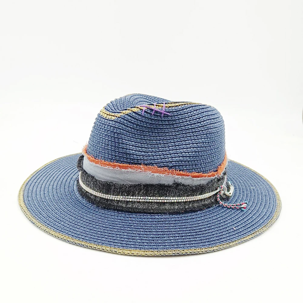 Summer straw hat sun hat jazz top feather dried flower accessories DIY hand-sewn straw hat men and women sun hat wholesale