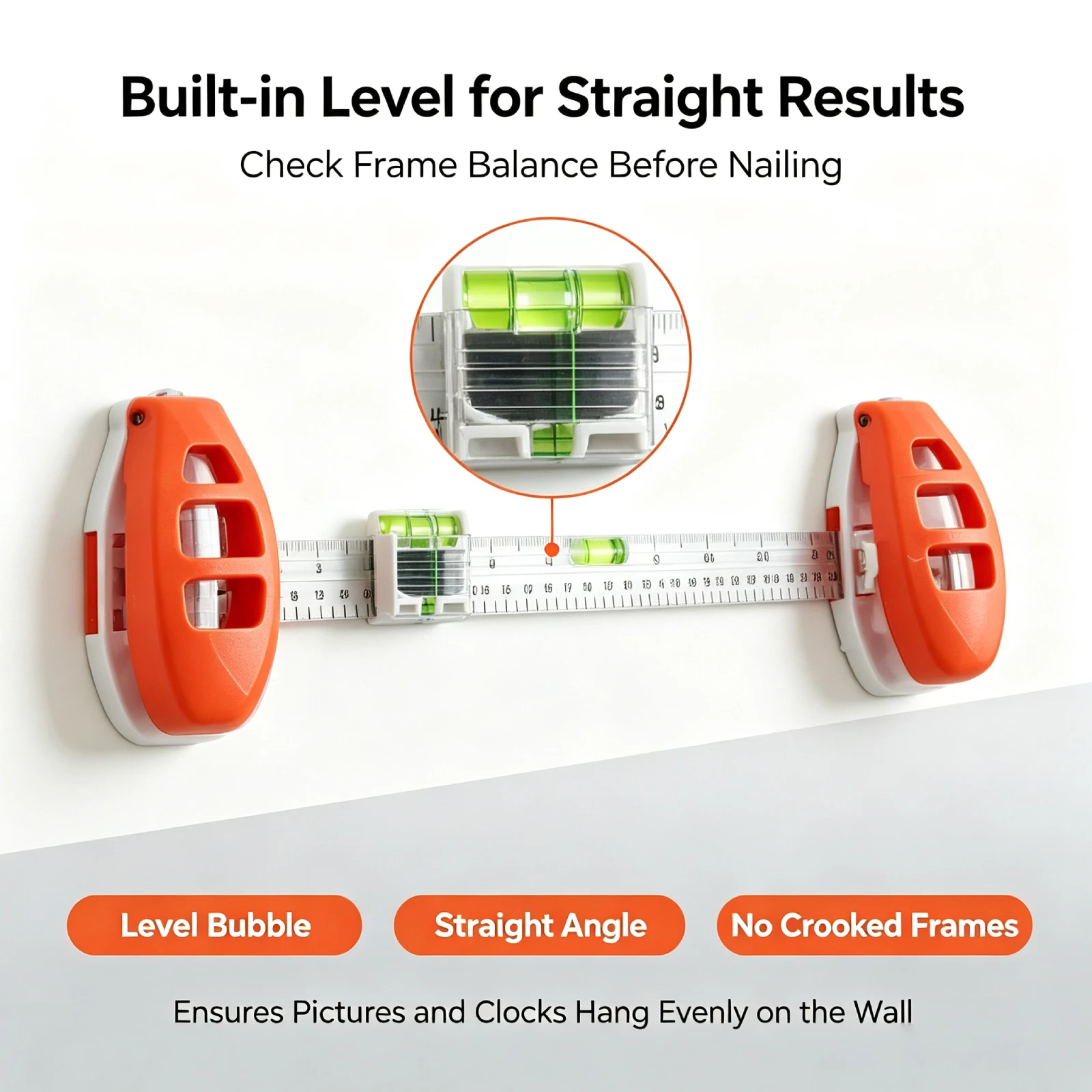 Picture Hanging Leveling Tool Ruler Precise Alignment Picture Hanger Tool with Leveling Tool Wall Frame Hanging Tool Sturdy ABS