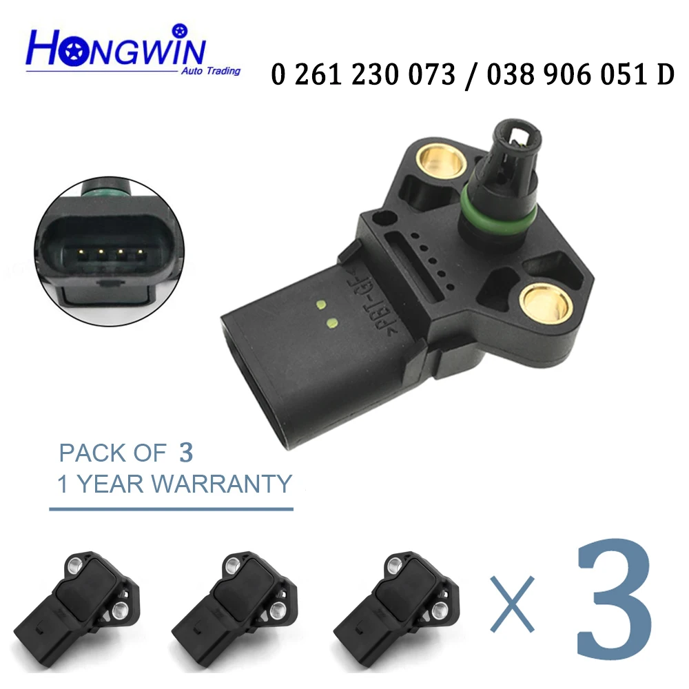 

Датчик давления абсолютного турбо для коллектора A3 A4 A6 Q3 S3 TT 1,8 2,0 038 906 051 D 038906051D 0 261 230 073